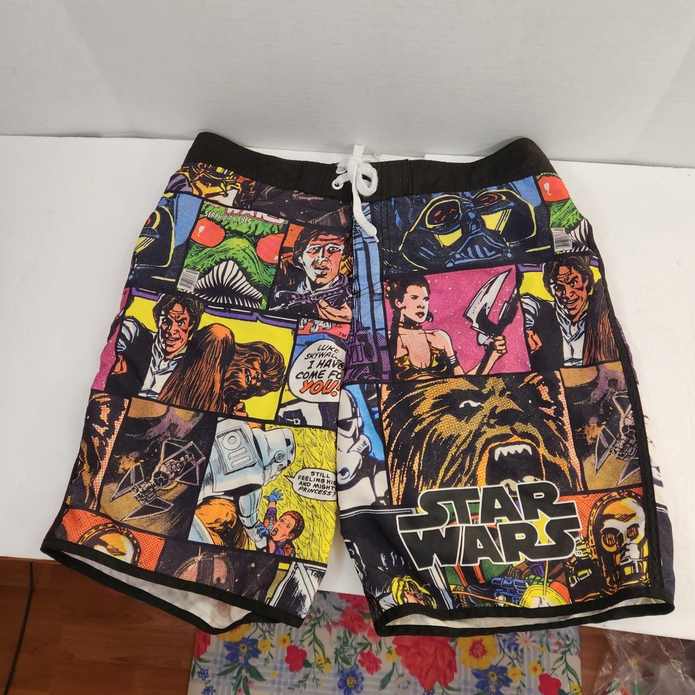 Star Wars Mens Board‎ Shorts XL Comic Book Print Swim Trunks Darth Vader